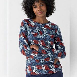 Hang Ten UV Protection Leaf Print Long Sleeve Top Athletic Swim Rash Guard Sz XL